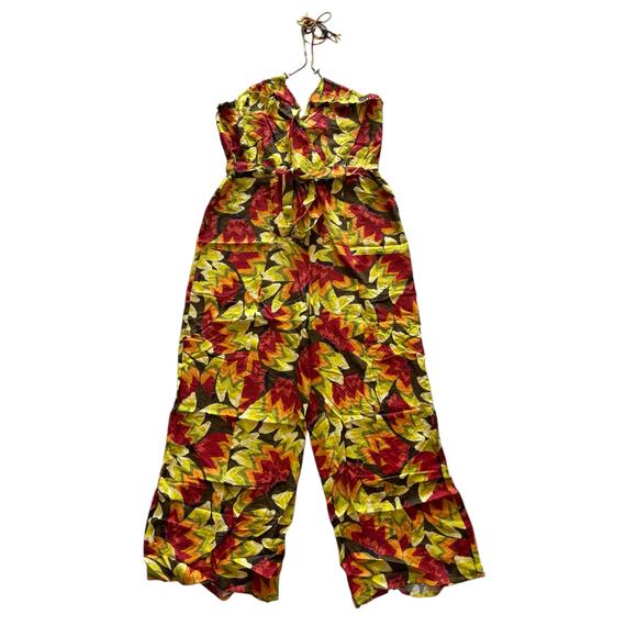 FARM RIO X ANTHROPOLOGIE FRUIT PRINT HALTER JUMPSUIT NWT SIZE LARGE - Picture 2 of 11